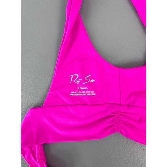 Beach Riot swim women's XS hit pink bikini swim top tie back unlined wireless - Picture 4 of 5